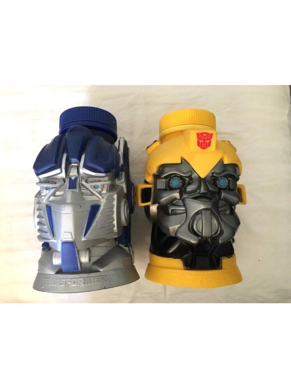 Transformers Optimus Prime Bumblebee Molded Mugs W Straws 2012